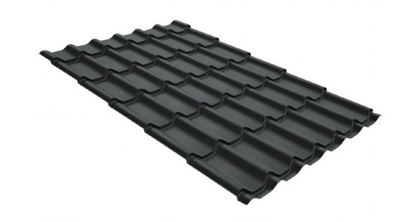 Металлочерепица классик GL 0,5 GreenCoat Pural Matt RR 23 темно-серый (RAL 7024 мокрый асфальт) купить в Звенигороде