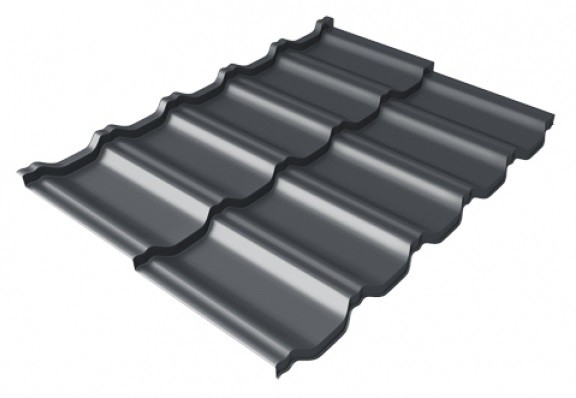Металлочерепица модульная Квинта Uno Grand Line c 3D резом 0,5 Satin Мatt RAL 7024 мокрый асфальт купить в Звенигороде