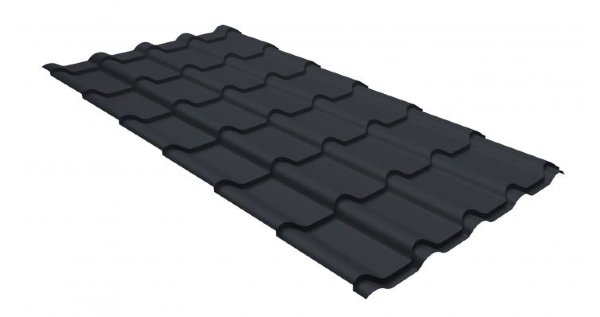 Металлочерепица камея GL 0,5 GreenCoat Pural RR 23 темно-серый (RAL 7024 мокрый асфальт) купить в Звенигороде