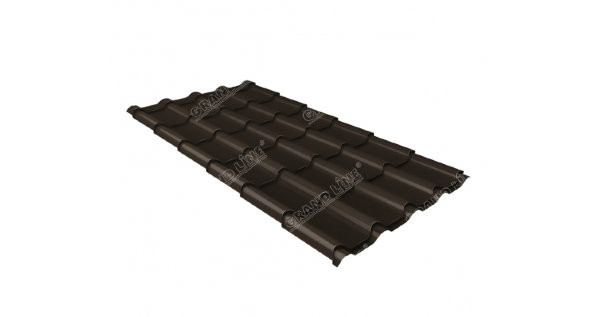 Металлочерепица камея GL 0,5 GreenCoat Pural RR 32 темно-коричневый (RAL 8019 серо-коричневый) купить в Звенигороде