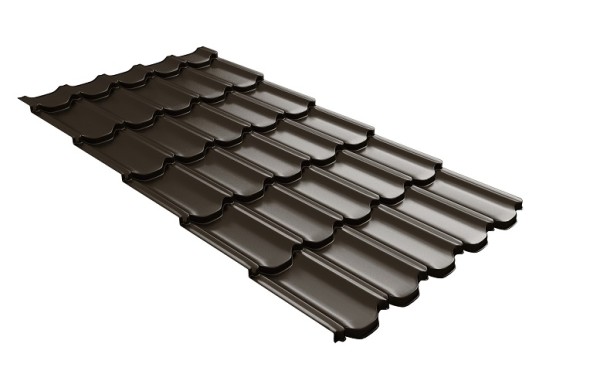 Металлочерепица квинта плюс с 3D резом 0,5 GreenСoat Pural Matt RR 32 темно-коричневый (RAL 8019 серо-коричневый) купить в Звенигороде