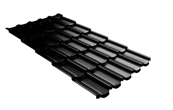 Металлочерепица квинта плюс с 3D резом 0,5 GreenСoat Pural Matt RR 33 черный (RAL 9005 черный) купить в Звенигороде