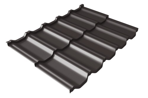 Металлочерепица модульная Квинта Uno Grand Line c 3D резом 0,5 GreenСoat Pural RR 32 темно-коричневый (RAL 8019 серо-коричневый) купить в Звенигороде