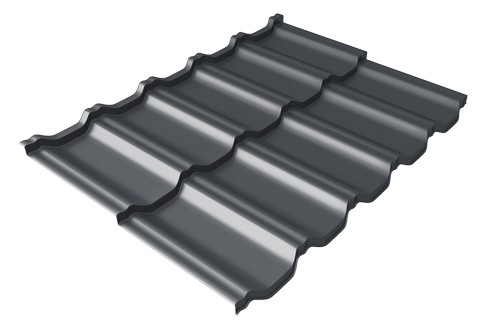 Металлочерепица модульная Квинта Uno Grand Line c 3D резом 0,45 PE RAL 7024 мокрый асфальт купить в Звенигороде