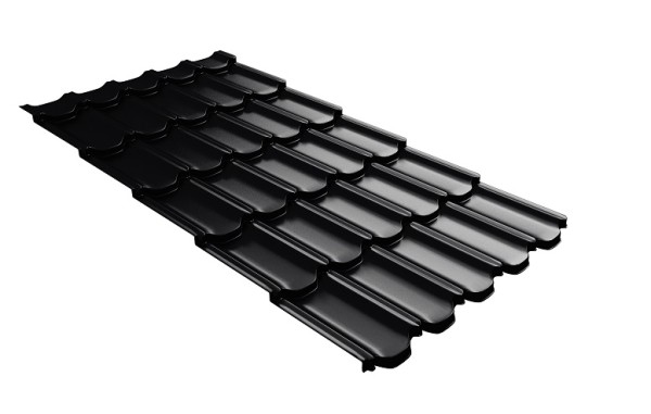 Металлочерепица квинта плюс с 3D резом 0,5 Quarzit lite RAL 9005 черный купить в Звенигороде