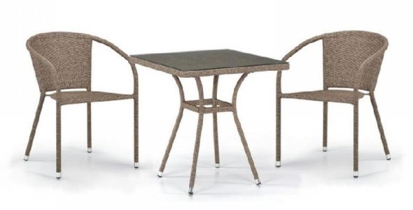 Комплект плетеной мебели AFINA из иск. ротанга T282BNT/Y137C-W56 Light Brown 2Pcs купить в Звенигороде