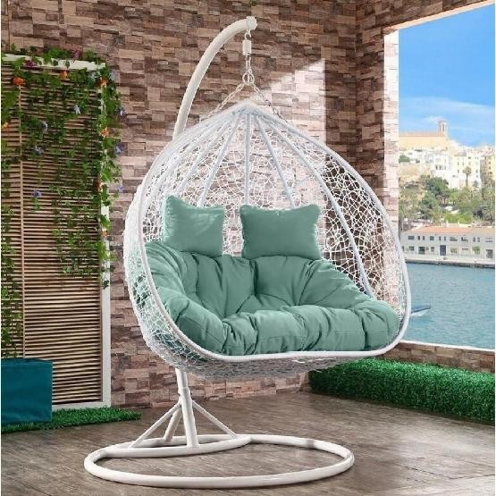 Кресло Подвесное из искусственного ротанга AFM-109A White/Green купить в Звенигороде