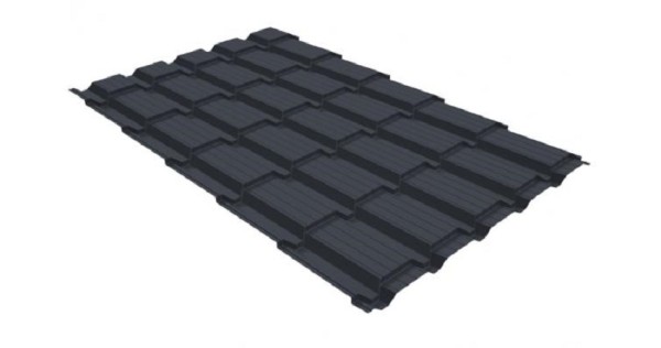 Металлочерепица GL квадро профи 0,5 GreenCoat Pural RR 23 темно-серый (RAL 7024) мокрый асфальт купить в Звенигороде