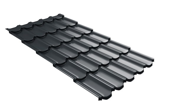 Металлочерепица квинта плюс с 3D резом 0,5 Satin RAL 7016 антрацитово-серый купить в Звенигороде