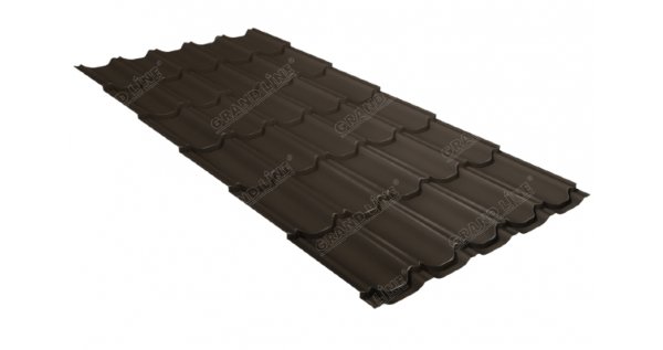 Металлочерепица квинта плюс 0,5 GreenCoat Pural Matt RR 32 темно-коричневый (RAL 8019 серо-коричневый) купить в Звенигороде